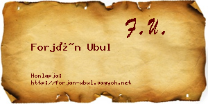 Forján Ubul névjegykártya